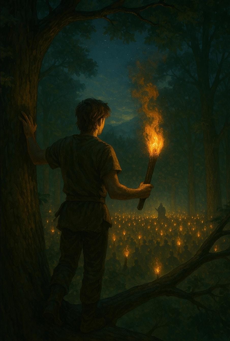 man holding fire torch